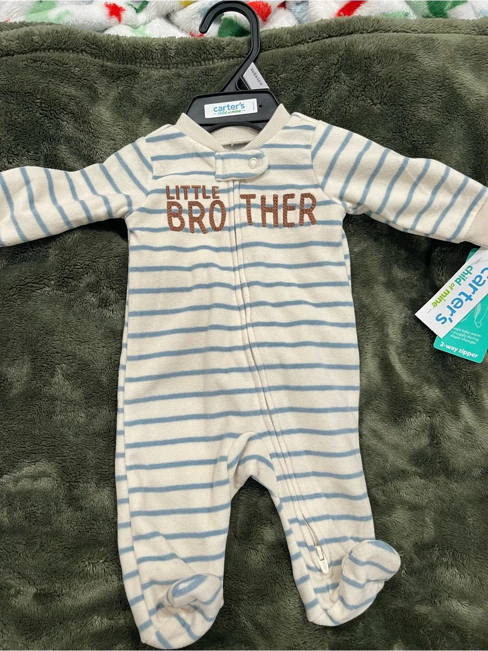 Carter's Cream and Light Blue Striped 